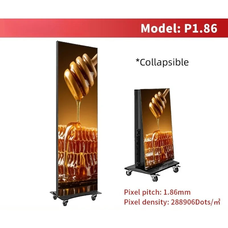 LED Display Poster Screen, Indoor Vertical Advertising Screen, Movable Folding, Exhibition Promotion