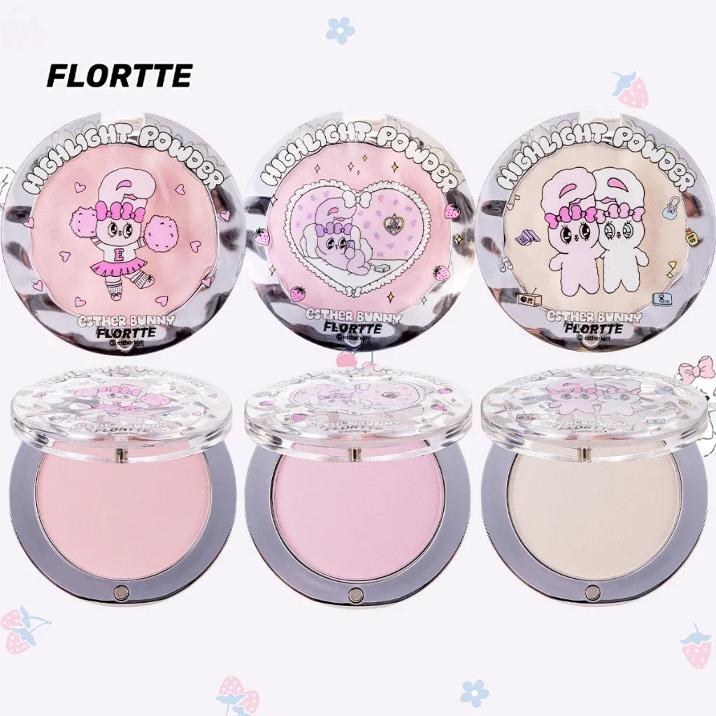 FLORTTE BUNNY Monochrome highlighting powder Naturally Brightening Facial Blush Cream High Gloss Face Blusher Makeup Cosmetics