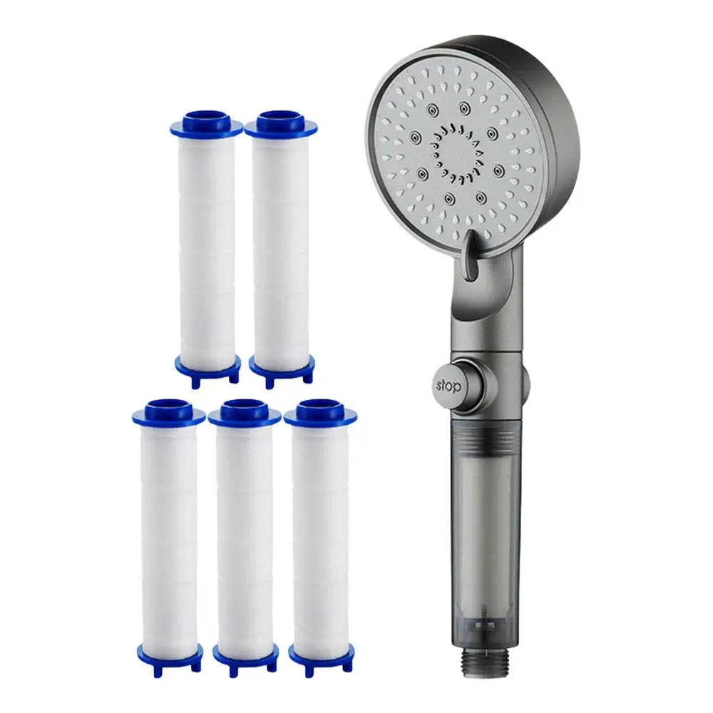 Shower Head with Handheld Rain Shower Head Filtered 5 Modes Silicone Nozzles Faucet Sprayer for Home Apartment RV Bathroom