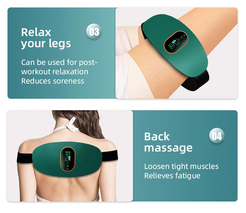 EMS Waist Abdominal Massage Belt Heating & Vibrating Slimming Fat Burner for Body Shaping Belly Back Leg Muscle Relief