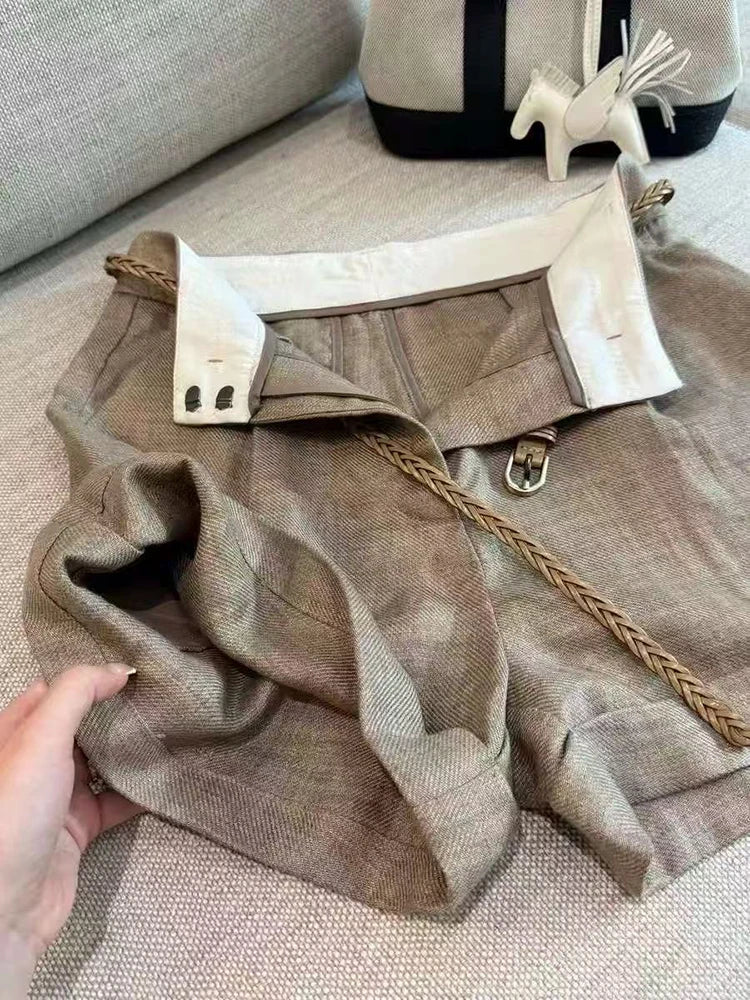 High Waist A-Line Linen Shorts for Women Summer Loose Casual Wide Leg Shorts Fashion All Match Home Comfortable Shorts New