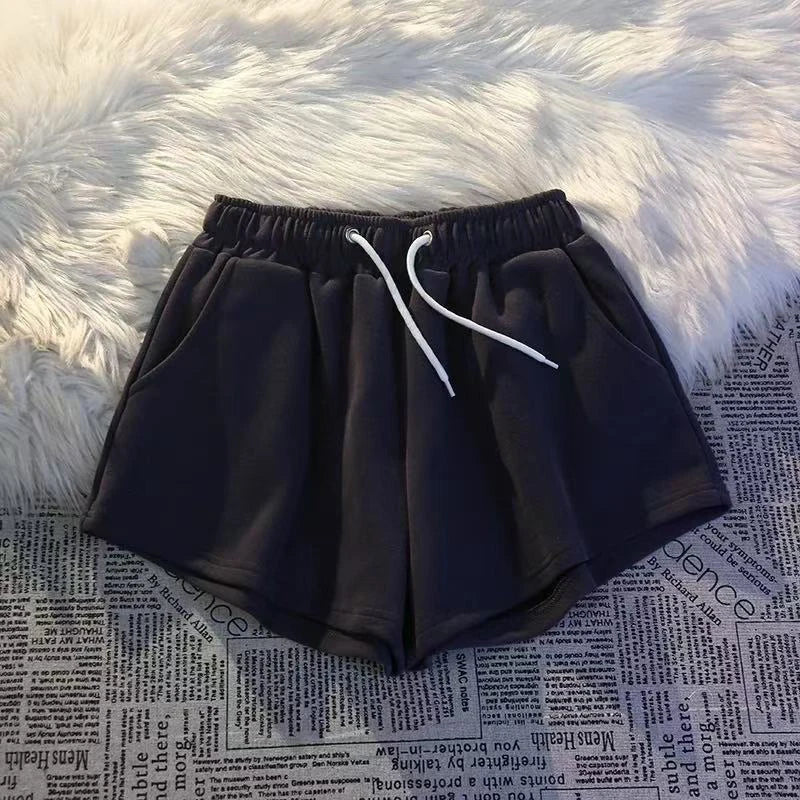 Cotton Drawstring Wide Leg Shorts for Women High Waist Loose Casual Jogging Shorts Y2K Summer Streetwear All Match Baggy Shorts