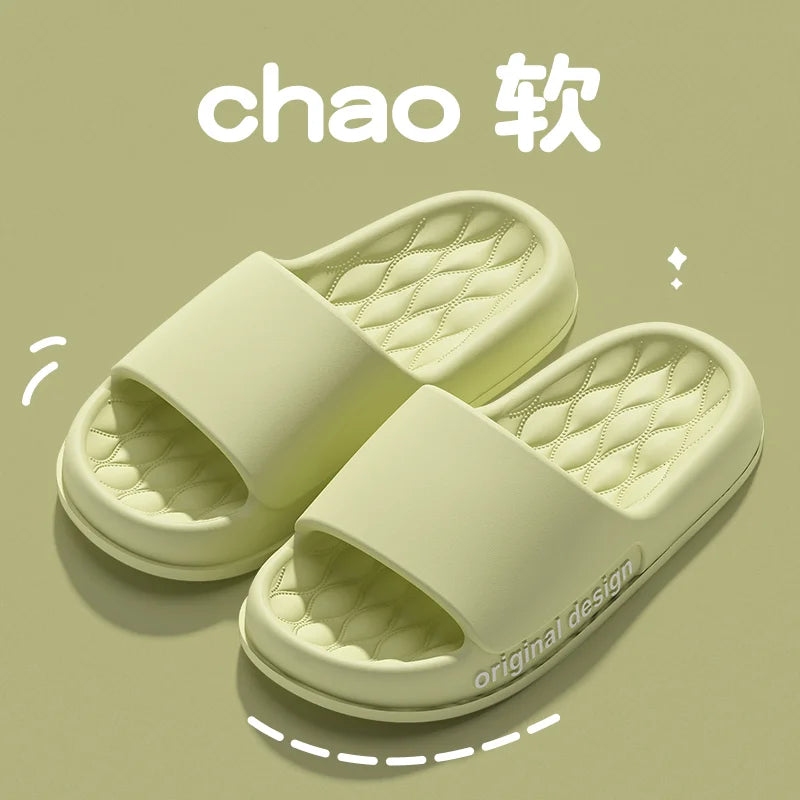 Men Trend New Summer Slippers Soft Non-slip Sole Cloud Sandals for Home Beach Indoor Outdoor