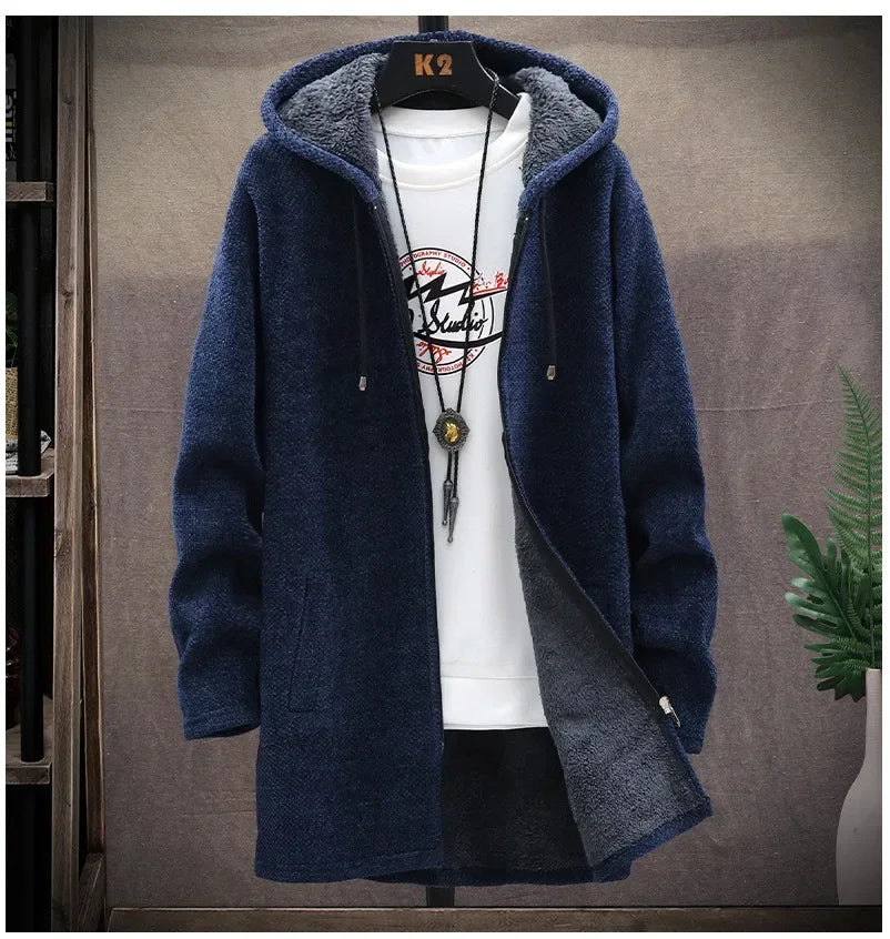 Customizable Thick hooded cardigan jacket
