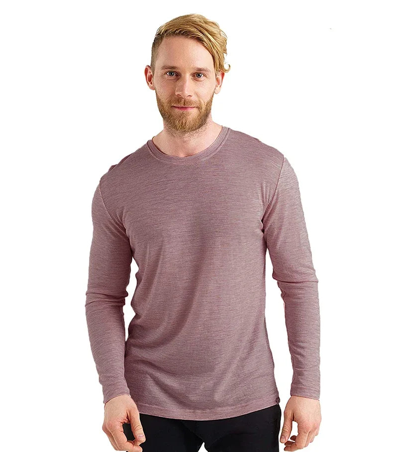 100% Merino Wool Thermal Underwear Men Merino Wool Base Layer Shirt 240G Winter Warm Wicking Breathable Anti-Odor USA Size