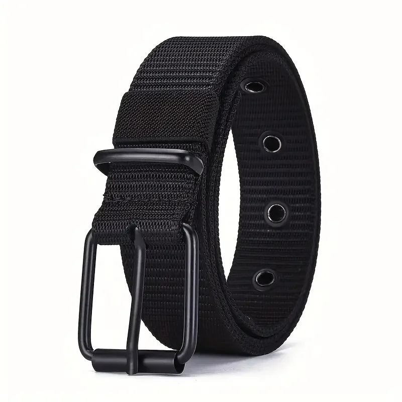 Men's Belt Porous Canvas Pin Buckle Leather Belt Outdoor Sports Belt Women's Trendy Eyelet Belt With Jeans Belt For Men Women