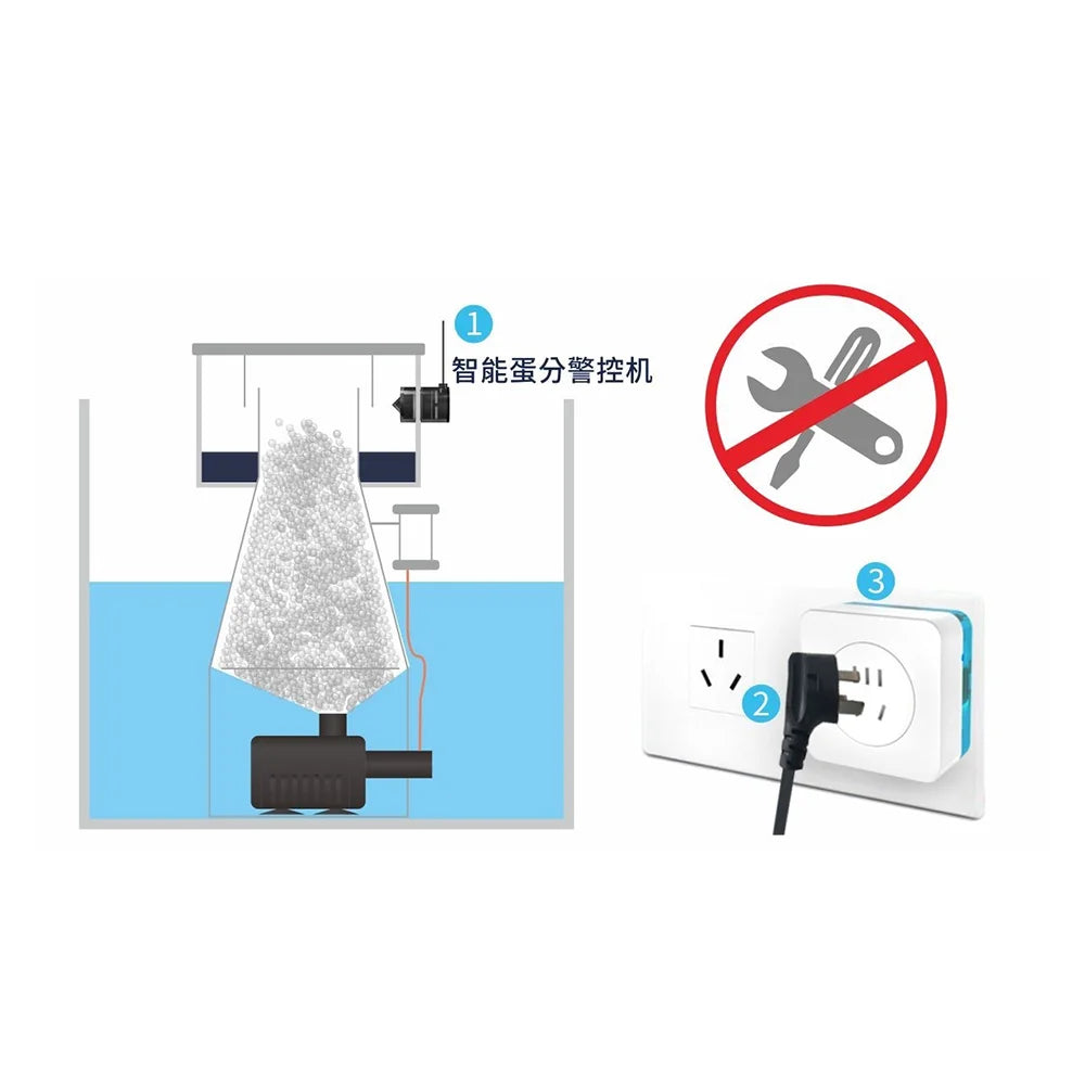 AUTOAQUA Smart Protein Skimmer Security Aquarium Auto Optical Sensor Instant Safety Alarm Patented Marine Freshwater Saltwater