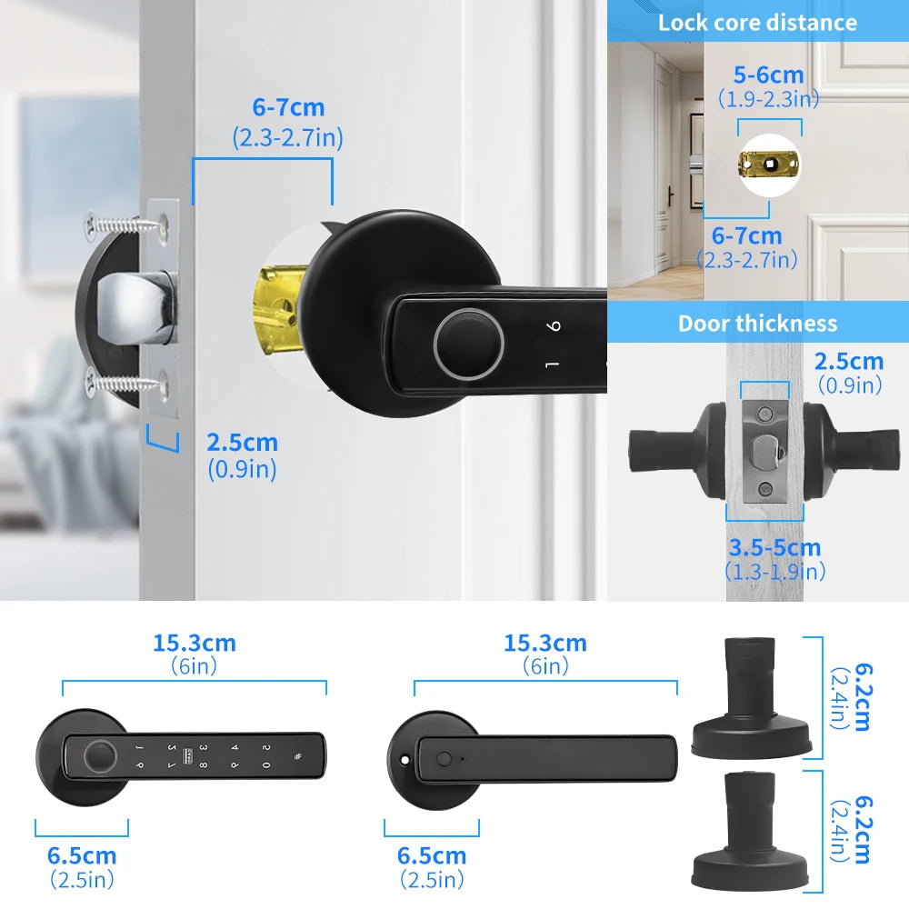 Tuya Smart Door Lock Bluetooth Fingerprint Recognition Electronic Lock Smart Life Home Automation System Supports Hotel Office