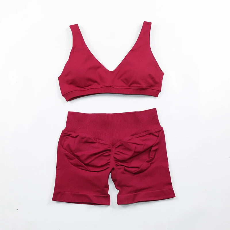 2 Piece Sets Women Outfit Longline Short Sleeve Gym Crop Top High Waist Workout Shorts Sports Suit Fitness Clothes Yoga Set