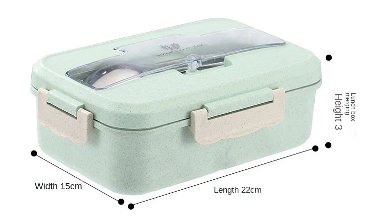 Microwave Lunch Box Wheat Straw Dinnerware Food Storage Container Children Kids School Office Portable Bento Box Lunch Bag