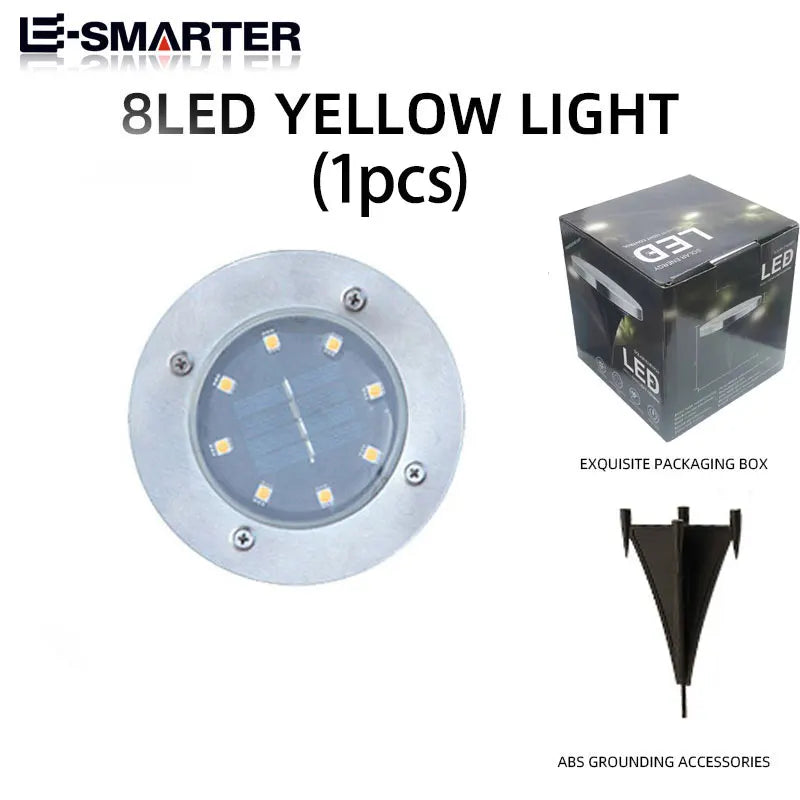 8LED Solar Power Disk Light Outdoor Garden Solar Underground Light Deck Lights Spotlight Buried Solar Lamp Landscape Lighting