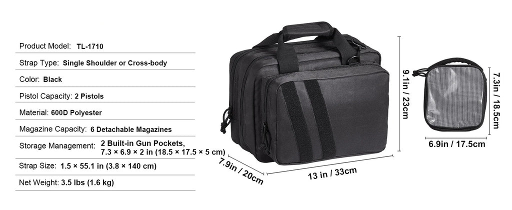 SucceBuy Tactical Range Backpack 2/6 Pistols Gun Backpack with Independent Pistol Bags and Magazines Pistol Backpack for Outdoor
