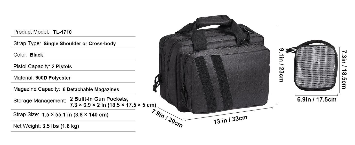 SucceBuy Tactical Range Backpack 2/6 Pistols Gun Backpack with Independent Pistol Bags and Magazines Pistol Backpack for Outdoor