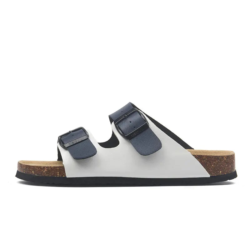 Hot Sales 2019 Summer Beach Cork Slippers Sandals Casual Double Buckle Clogs Sandalias Women men Slip on Flip Flops Flats Shoes