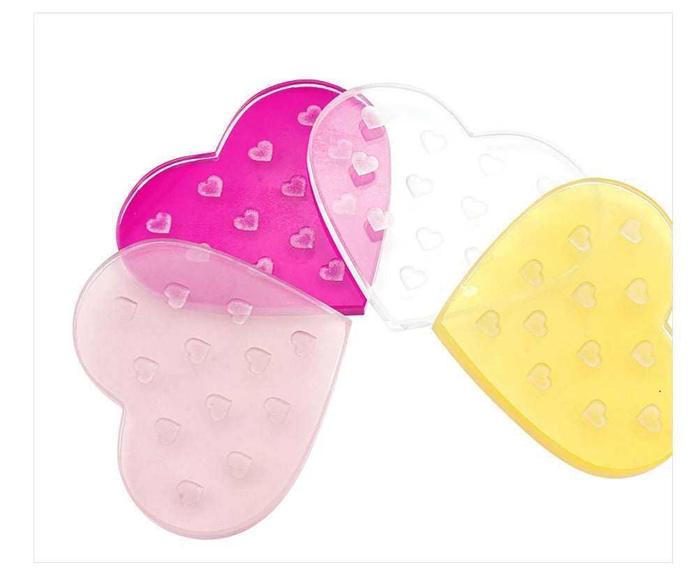 NATUHANA Heart-Shaped Crystal Resin Eyelash Glue Pad, Glass-Like Adhesive Holder Pallet for Lash Extensions, Cute Makeup Tool