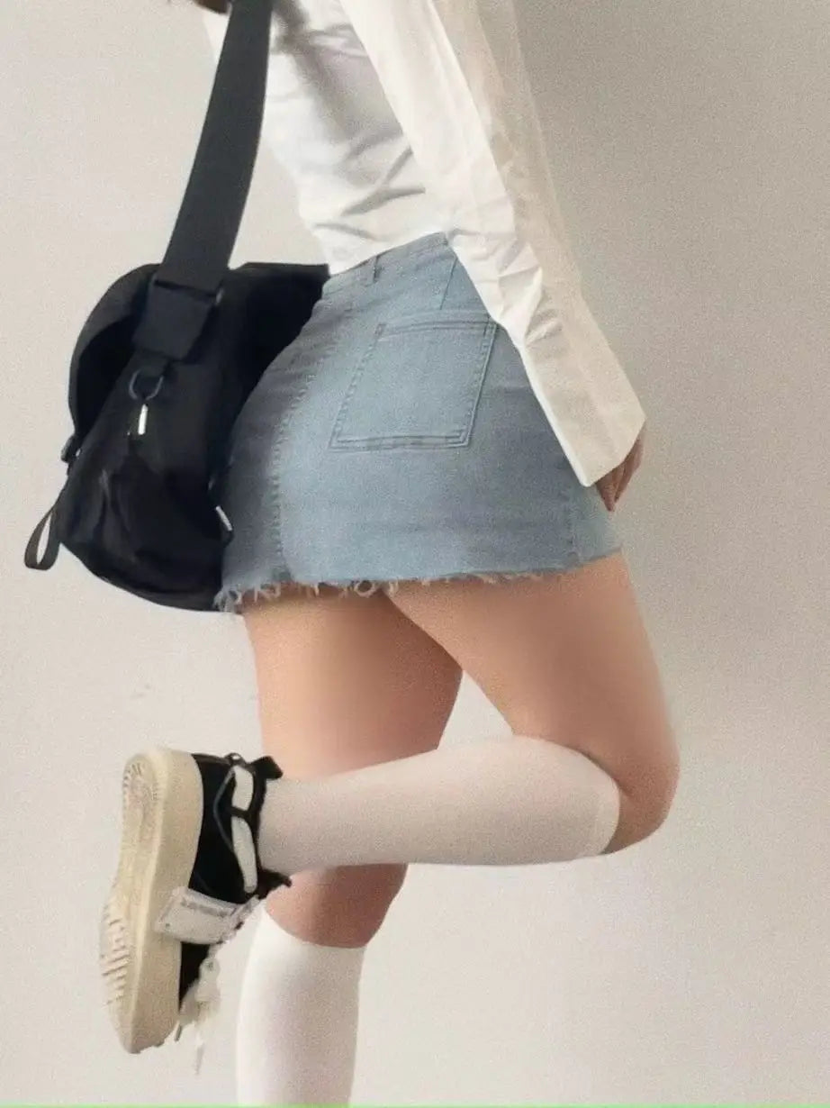 Vintage Denim Mini Skirts Women Summer Korean Fashion y2k Clothes High Waist A-line Blue Slim Cute Sexy Short Jeans Skirt Female