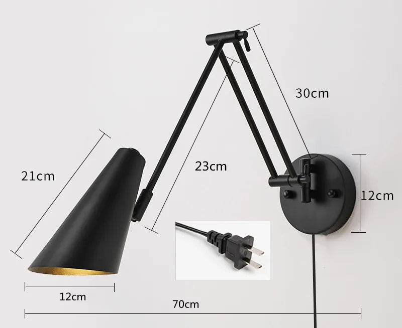 LED Wall Lamps Modern Adjustable Swing Long Arm Internal Touch Sensor Switch Household Bedside Lighting Decor Sconce Lights