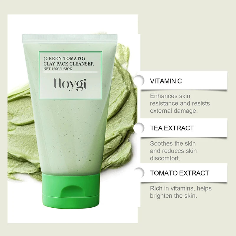 Deeply Cleansing Green Tomato Facial Cleanser For Hydrating, Moisturizing, Skin Cleaning Oil-Water Balance Facial Clay Cleanser
