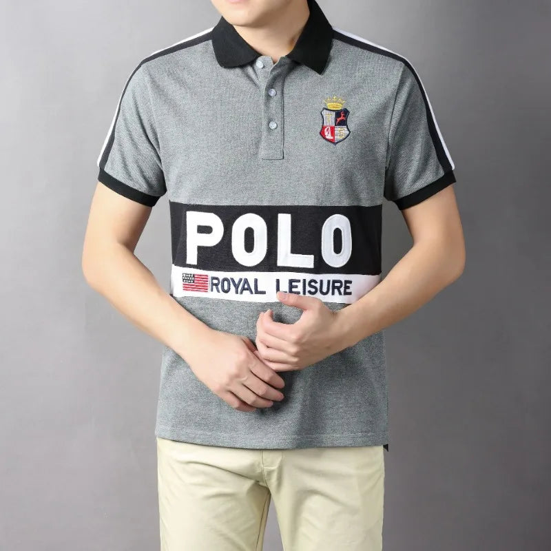 Plus Size 7XL 100% Cotton Summer Men's Polo Shirts Luxury Short Sleeve Contrast Color Letter Embroidery Simple Casual Male Tees