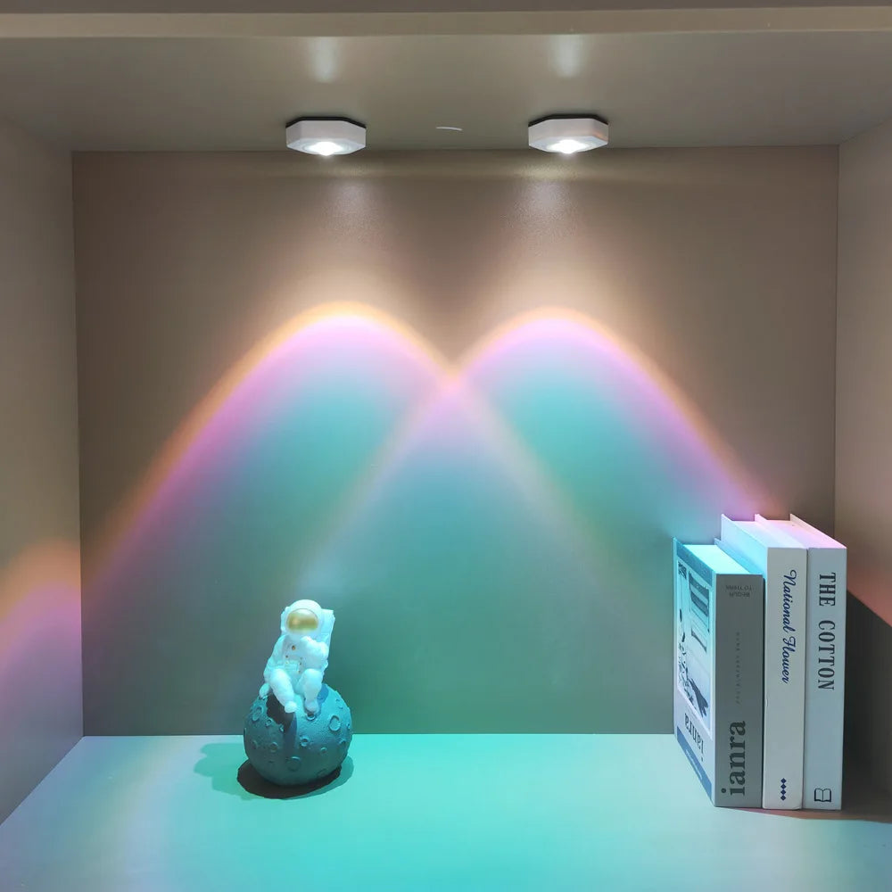 Creative Hexagonal Cat Eye Under Cabinet Light Sunset Red Projection Sunset Lamp Battery Powered Touch LED Decorative lights
