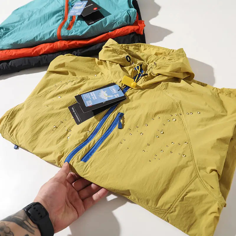 High Quality Outdoor Hooded Jacket Couple Matching Summer Sports Wear Men's Style Two-Way Zipper Waterproof Running Clothes