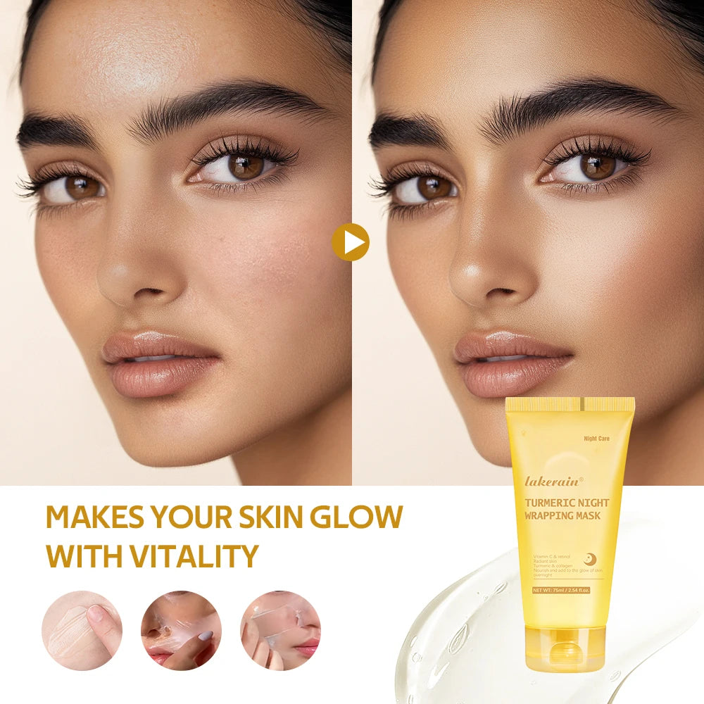 Korean Turmeric Collagen Bio Pack Night Mask Peel Off Sleeping Mask Anti-Aging Lifting Moisturizing Deep Repair Facial Skin Care