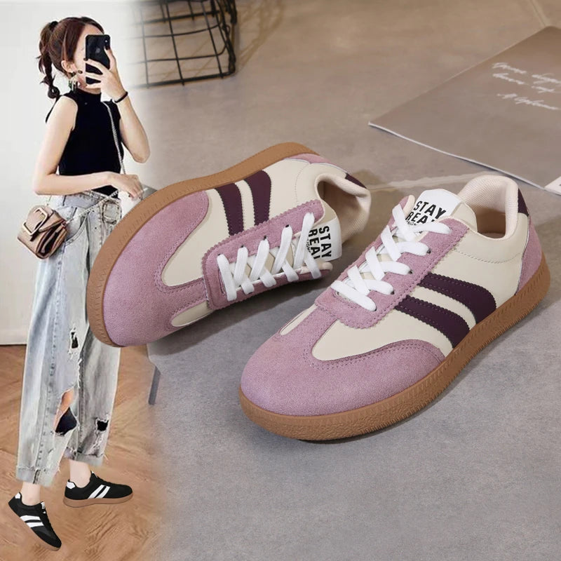 Contrast Color Casual Sport Shoes for Women 2025 Autumn Comfort Flat Sneakers Woman Lightweight Non Slip Walking Shoes Plus Size