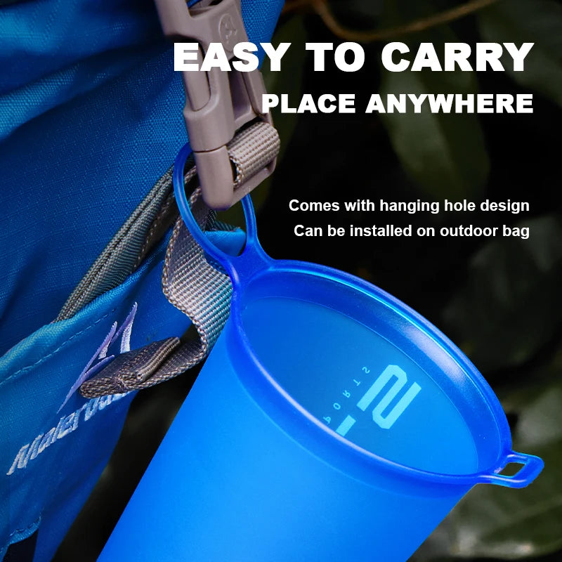 1pc 200ml Foldable Sports Water Cup Marathon Running Folding Soft Lightweight Leak Proof Easy Carry Hydration Bottle for Outdoor