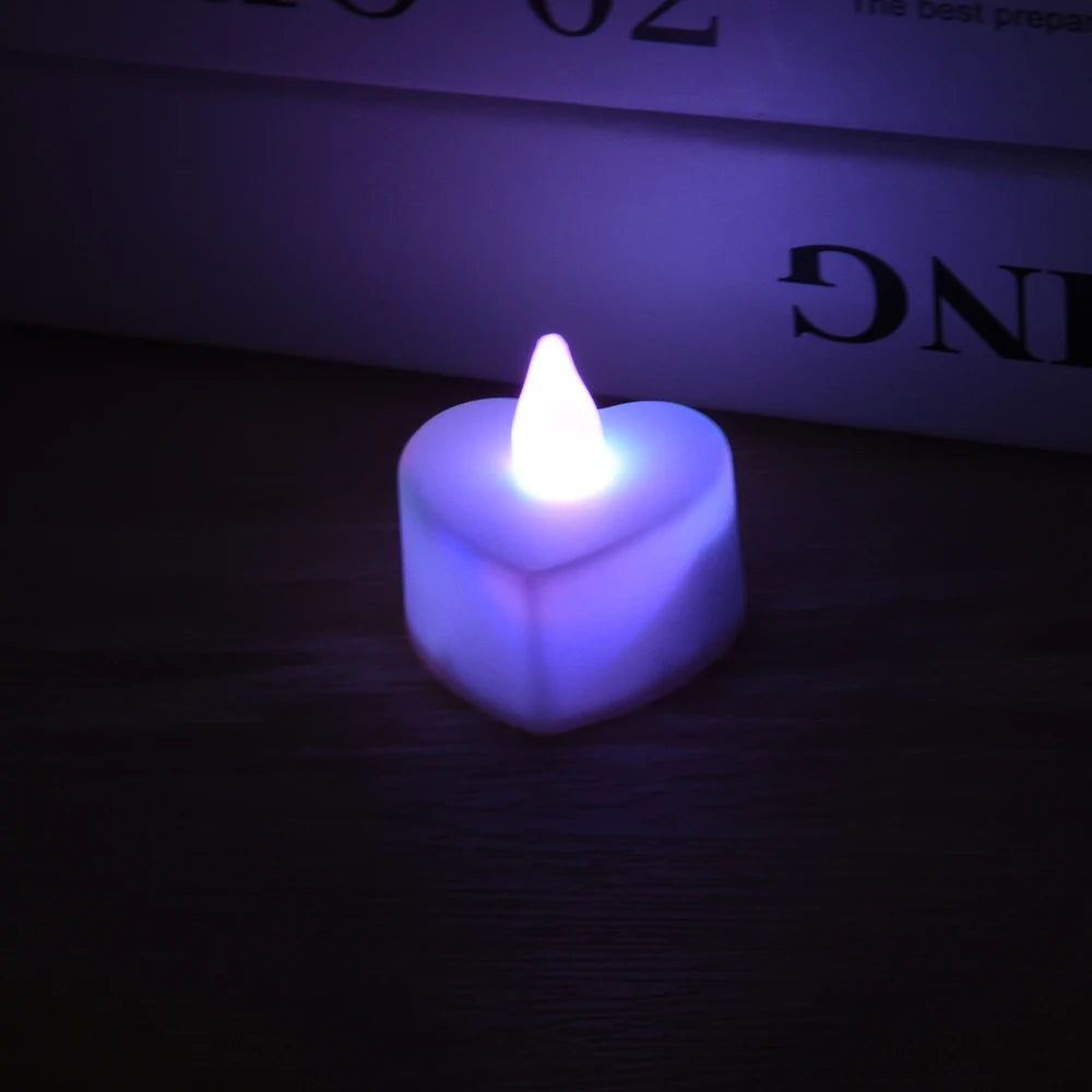 Flameless Led Candle Heart-shaped Electronic Battery-Power Tealight Candles for Home Christmas Party Wedding Decoration