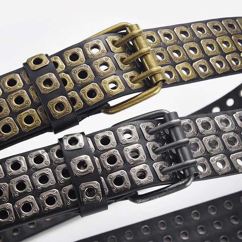 High Quality Hollow Rivet Designer Belt For Men And Women Gothic Accessories personality Punk Style Ideal choice for Gift  Jeans