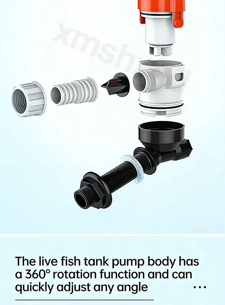 DC12V Yacht Aerator Bait Pump Livewell DC Submersible Pump for Lures, Sea Fishing, Boat Fishing, Etc.Boat Water Pump