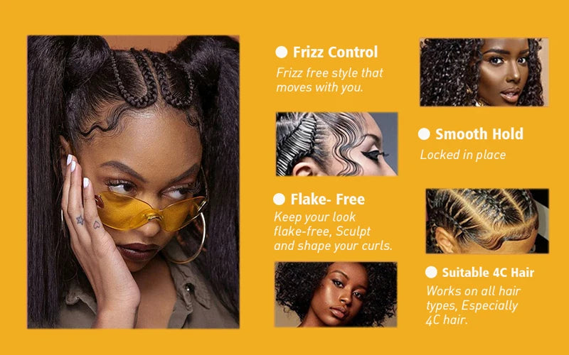 GOIPLE Long Lasting Hold Braid Gel for Black Women Shine n Jam Loc and Twist Wax Tames Frizz Edges Hair Cornrow Styling Product