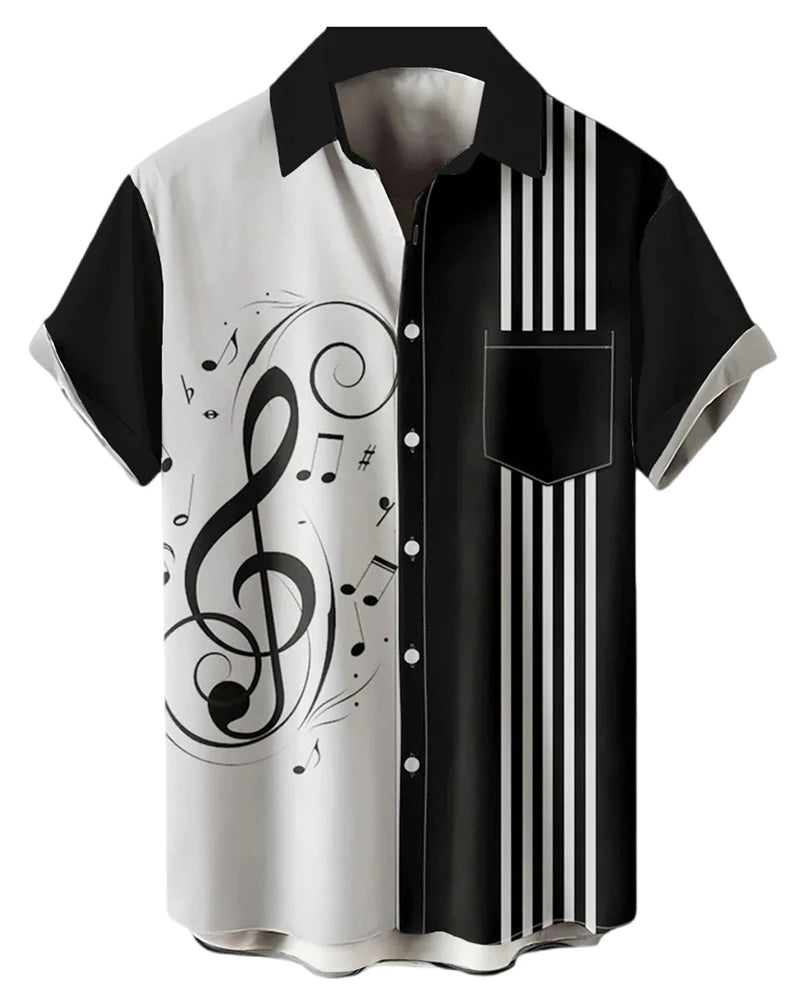Music Men's Shirt 3d Print Casual Fashion Short Sleeved Shirt For Men Loose Summer Hawaiian Shirt Man Casual Men's Clothing New