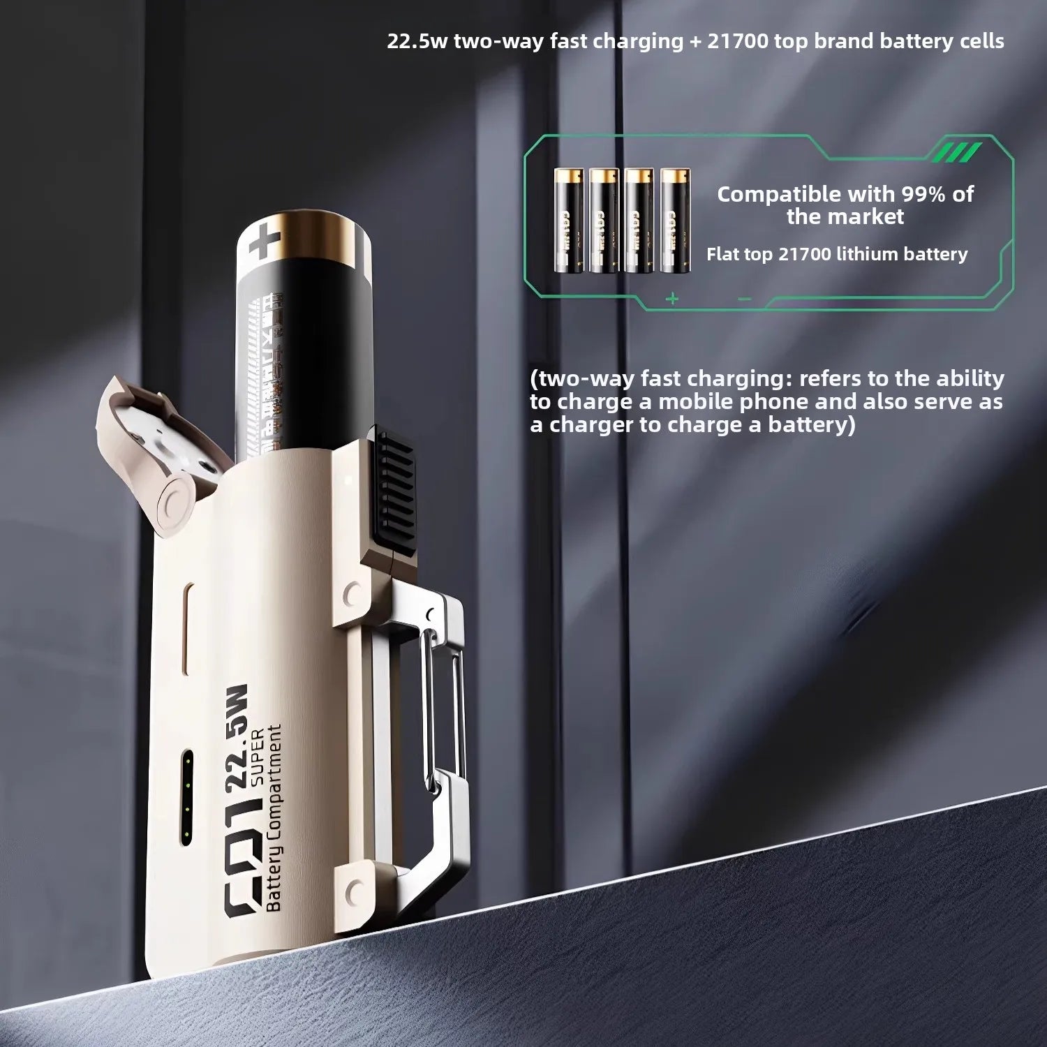 22.5W bidirectional fast charging outdoor power bank, replaceable battery, fast charging portable 5000mAh mini mobile power bank