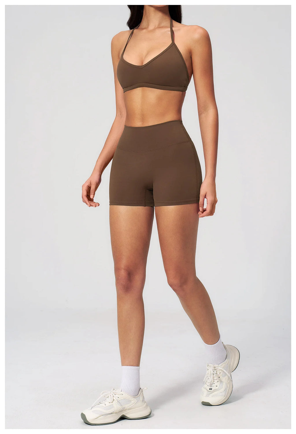 2 Pieces Yoga Set Women Tracksuit Backless Halter Tops High Waist Shorts Gym Suits Fitness Sportswear Workout Sets Athletic Wear