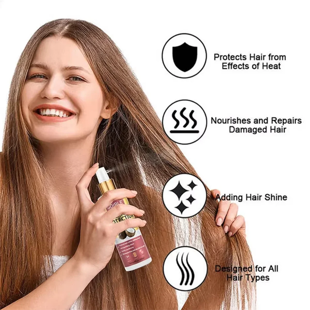 GOIPLE Coconut Thermal Protector Spray Hair Protectant Paraben Dye Free Protects Heat Damage Suitable for Men & Women Daily Care
