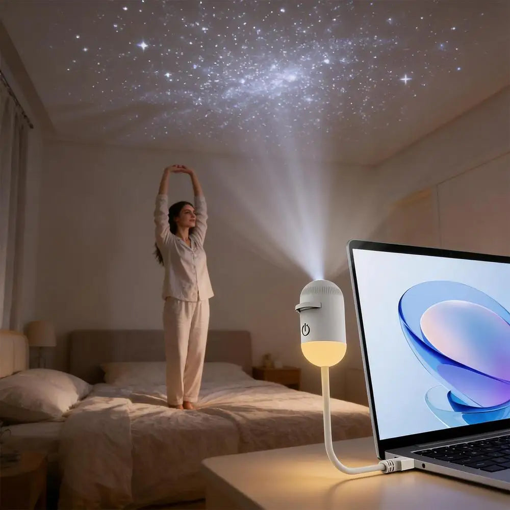 USB Car Atmosphere Projector Light Car Interior Ambient Light LED Starry Star Light Party Decor Romantic Saturn Galaxy Light
