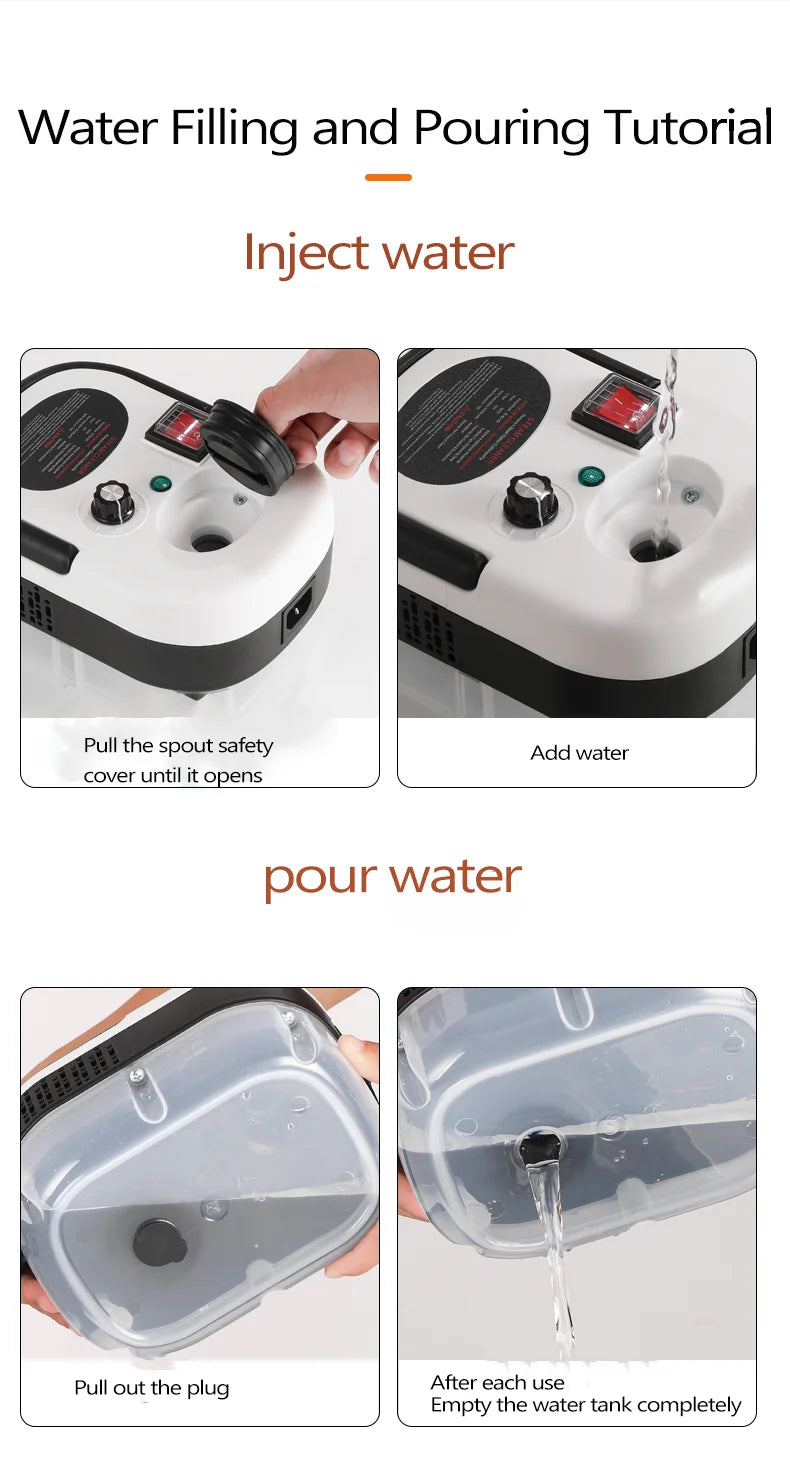 Home Steam Cleaning Machine 2500W Power 3BAR High Pressure 15s Quick Steam Generation 6‑Gear Steam Adjustment 1200CC Transparent Water Tank for Kitchen Bathroom Glass Tile Car Interior Complete Accessory Kit