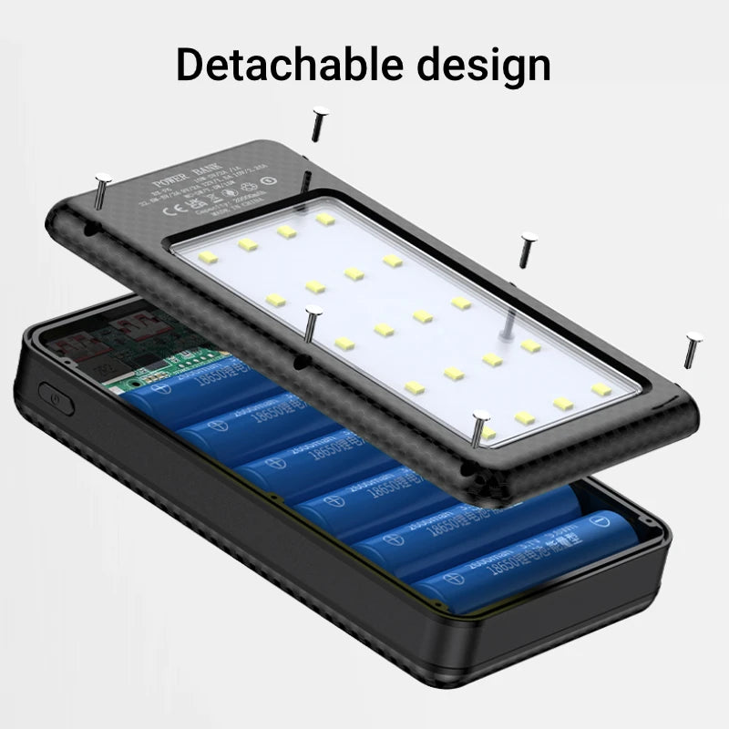 6x18650 Battery Holder 10W Fast Charging Digital Display DIY Mobile Power Case Dual USB Type C Wireless Charging Power Case