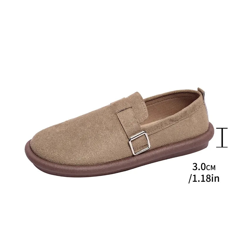 2025 New Thick Bottoming Women's Retro Spring and Autumn  Loafers Flat Non-slip with Skirt Soft Sole Single Shoes Женская Обувь