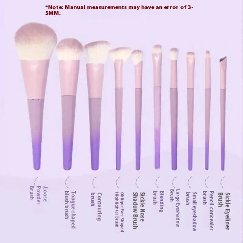 10 Pcs Purple Makeup Brush Set, Loose Powder Brush, Eye Shadow Brush, Full Set Of Beauty Tools Concealer Brush