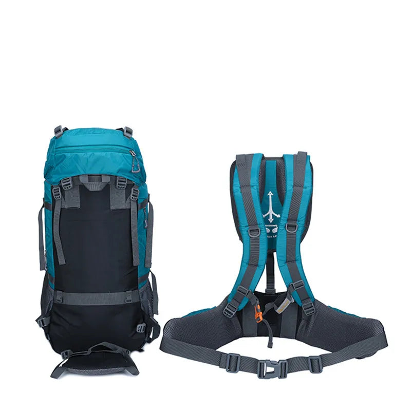 60L Hiking Backpack Outdoor Large Capacity Waterproof Wearproof Luggage Rucksack Men Women Camping Climbing Travel Sports Bag