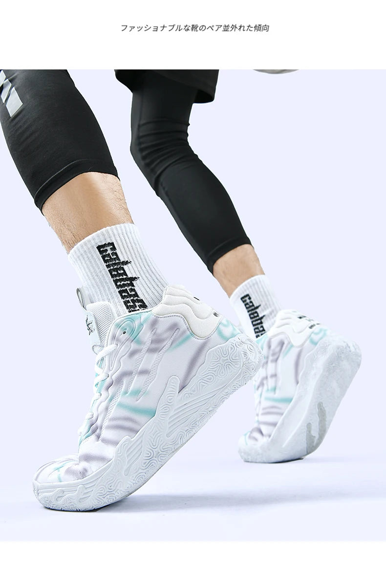 Men Basketball Shoes Field Training High-top Comfortable Non-slip Sports Footwear Luxury Lace-up Flat Sneaker for Men Traf Homme
