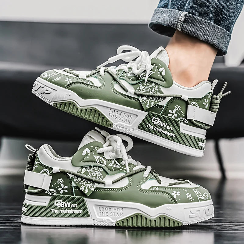 Sports casual shoes, graffiti board shoes, men's casual shoes, all-season shoes, suitable for outdoor hiking, leisure,