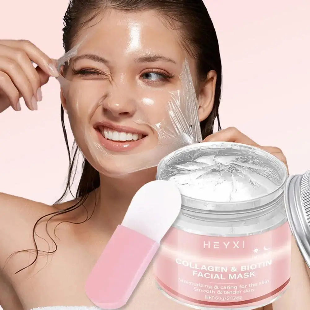 Hexyi Peel-Off Collagen Mask with Scraper Deep Nourishment Purify Pores Smooth Uneven Skin Tone Anti-Fatigue Face Skincare