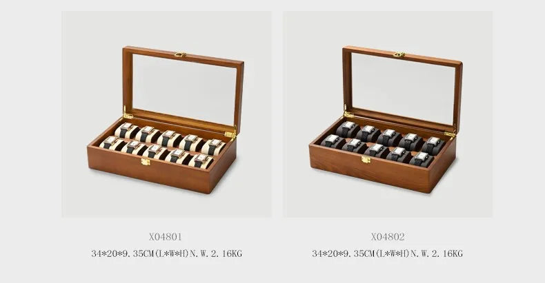 Oirlv 10-Slots Watch Box Jewelry Organizer Case Watch Organizer Large Multifunctional Watch Display Case Watch Storage Box