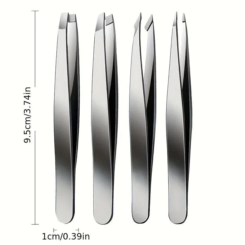 Ouriner 4pcs Set Professional Tweezers Set Perfect For Eyebrow Hair Removal Splinter Very Effortless and Relaxed to Remove