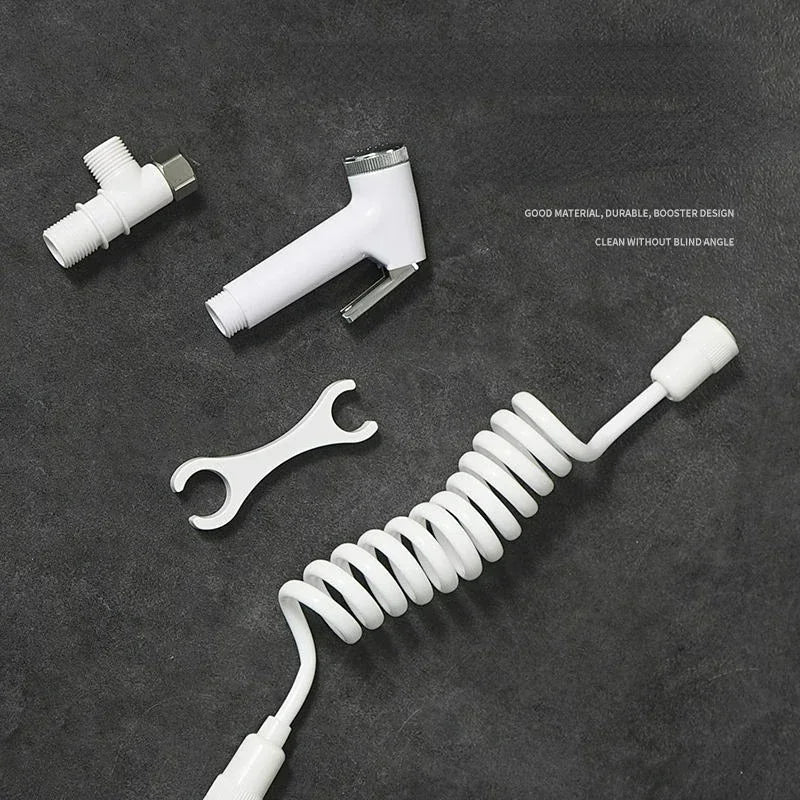 ABS Portable Bidet Sprayer Set Handheld Toilet Bidet Retractable Spring Hose Adapter Free Mounting Bracket Switch Cleaning Tool