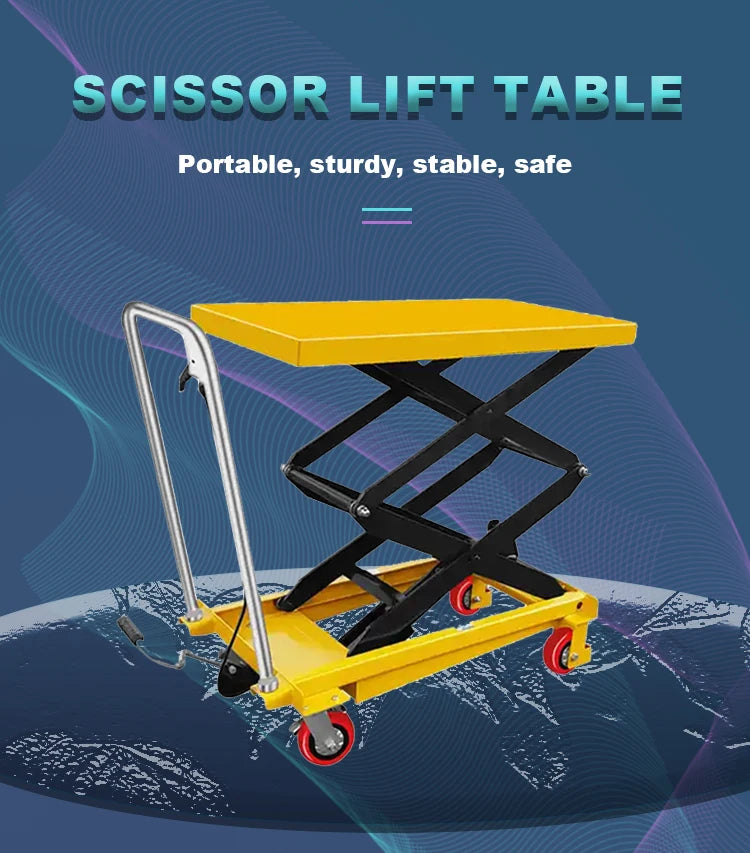 Portable 350kg 500kg Manual Hydraulic Small Scissor Lift Table Trolley