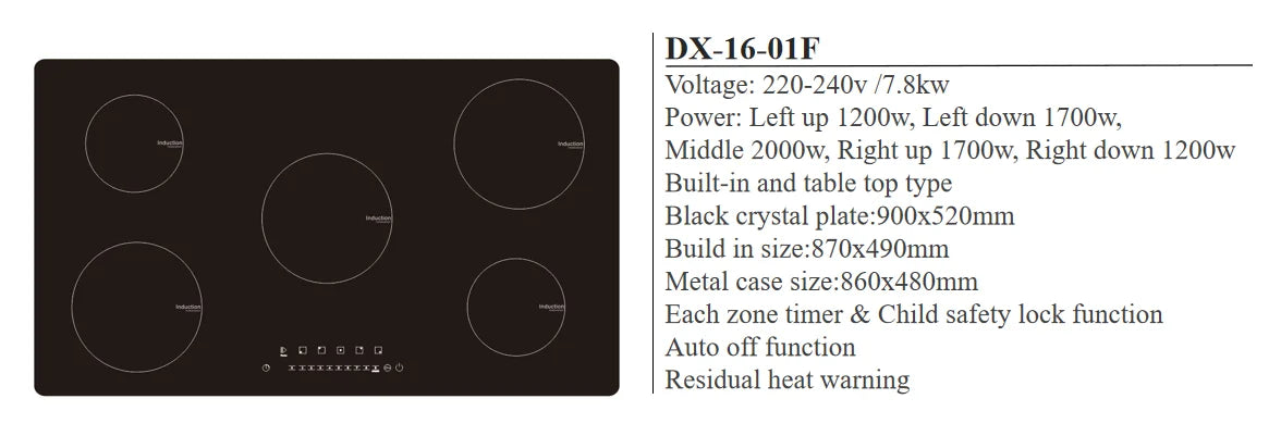 Hot Sales High Power 5 Burner Electric Induction Cooker Portable Built-in Kitchen Appliance Factory Price for Household Use